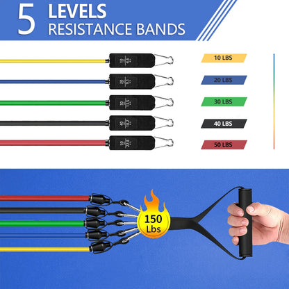 Kit de Bandas de resistencia con agarres para Fitness y trabajo pesado.