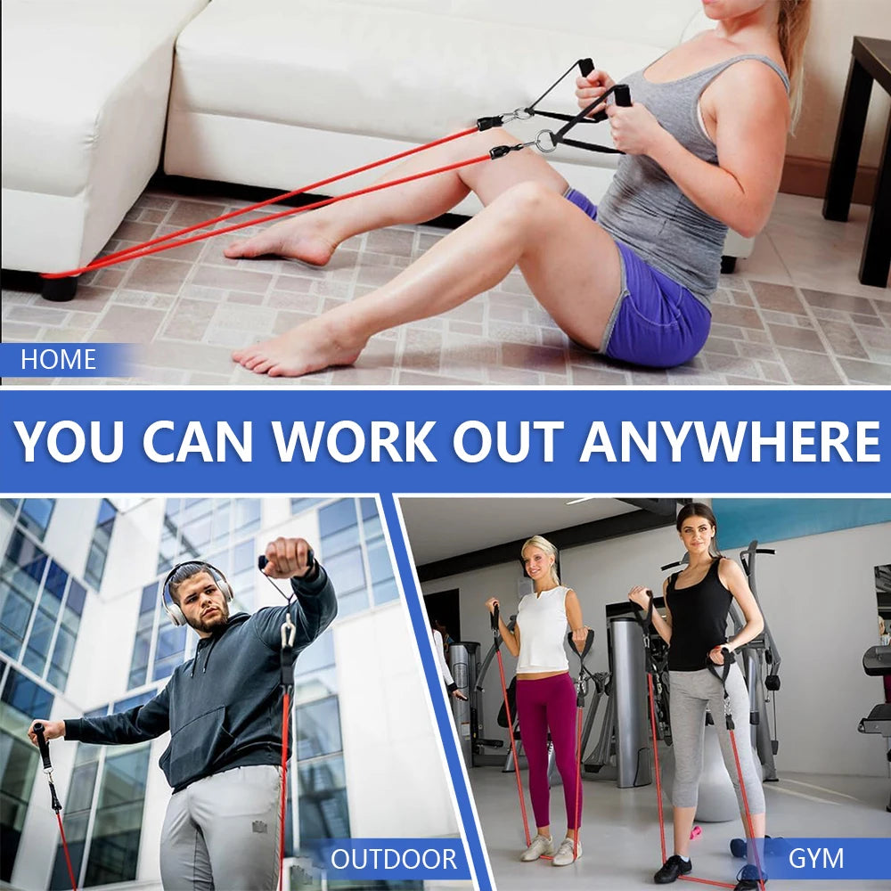 Kit de Bandas de resistencia con agarres para Fitness y trabajo pesado.