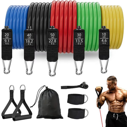 Kit de Bandas de resistencia con agarres para Fitness y trabajo pesado.