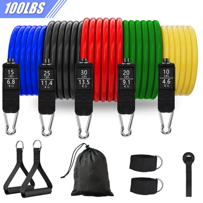 Kit de Bandas de resistencia con agarres para Fitness y trabajo pesado.