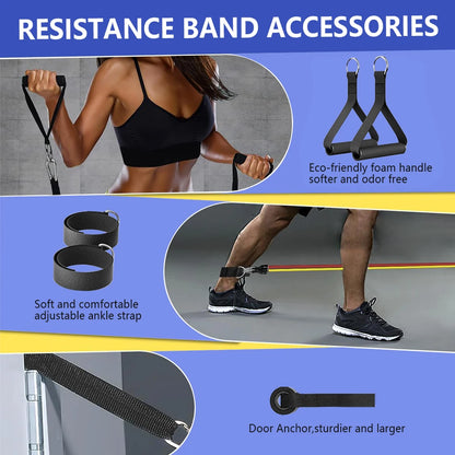 Kit de Bandas de resistencia con agarres para Fitness y trabajo pesado.